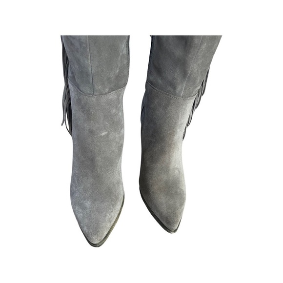 STEVE MADDEN Cacos Genuine Leather Gray Suede Fringe Boots Women’s Size 7B. - Picture 15 of 16